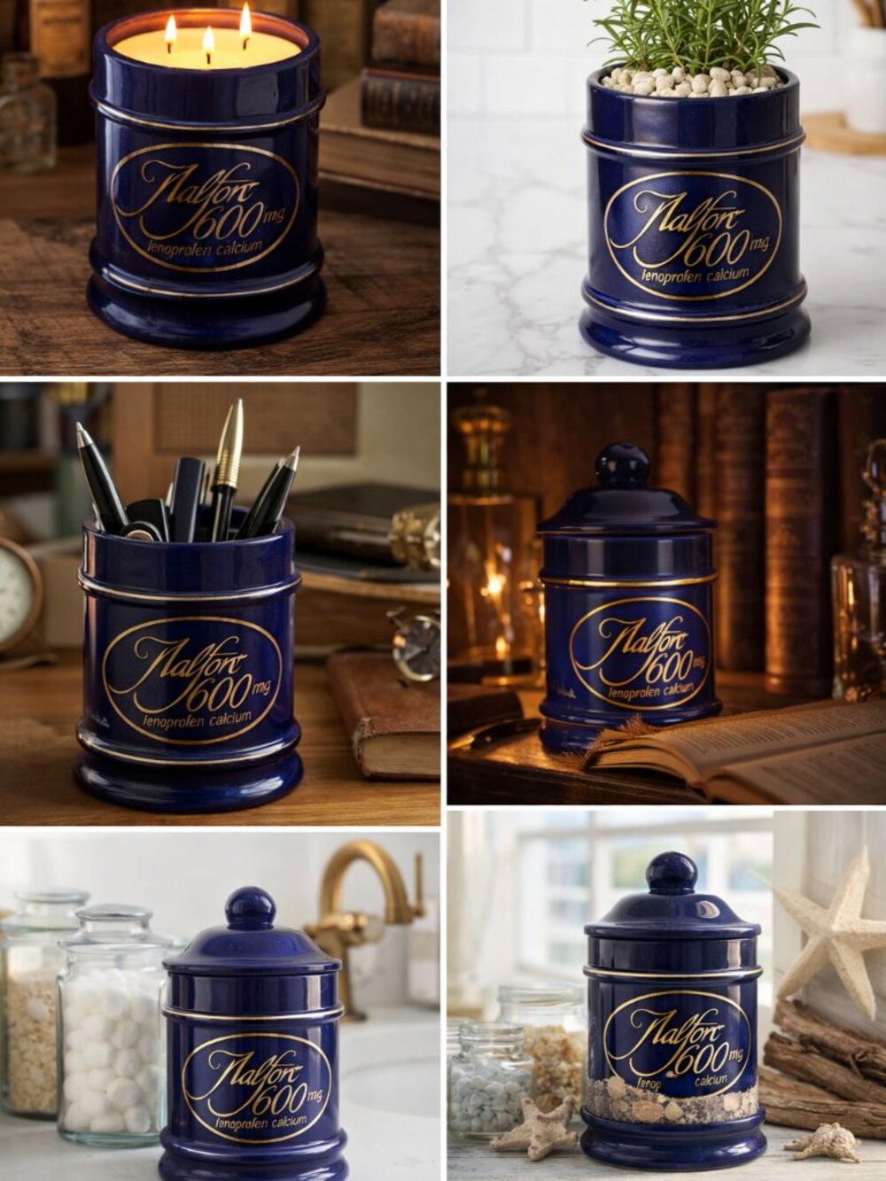 Vintage Cobalt Blue Nalfon Apothecary Jar